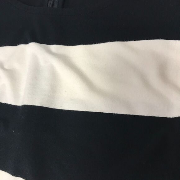 LOFT Dress Womens 2 Black Ivory Wide Stripe Flutter Sleeve Ruffle Hem Waist Sash - Picture 7 of 12